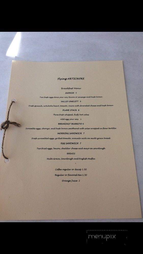 Flying Artichoke - Salinas, CA menu_pic