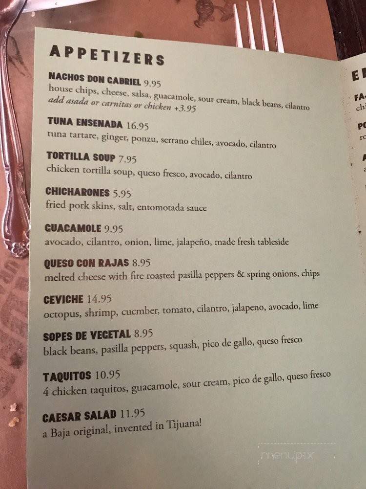 Pescadero - Carmel-by-the-Sea, CA menu_pic