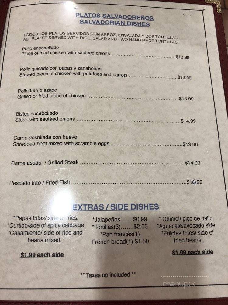 El Salvadoreno Pupuseria - Marina, CA menu_pic