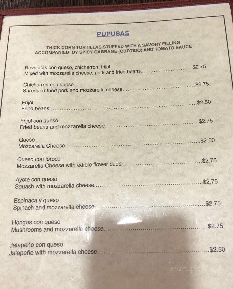 El Salvadoreno Pupuseria - Marina, CA menu_pic