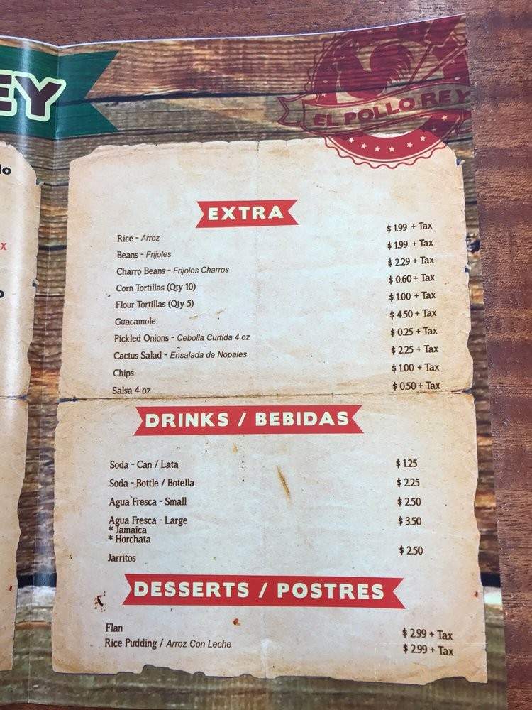 El Pollo Rey - Seaside, CA menu_pic