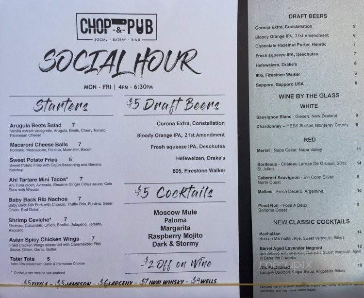Chop & Pub - Mountain View, CA menu_pic