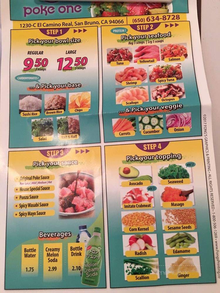 Poke One - San Bruno, CA menu_pic