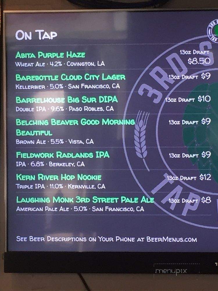 3rd Street Tap Room - San Francisco, CA menu_pic
