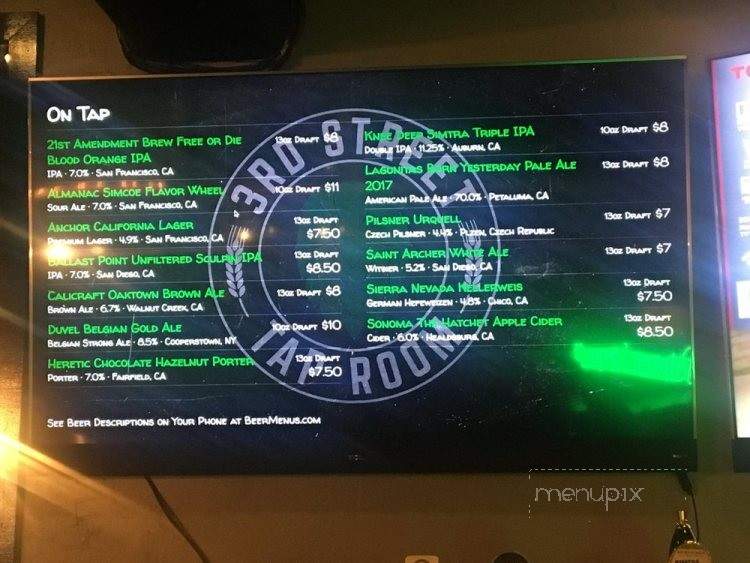 3rd Street Tap Room - San Francisco, CA menu_pic