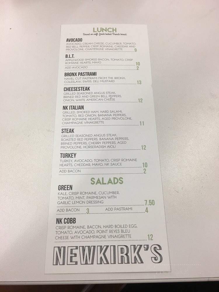 Newkirk's - San Francisco, CA menu_pic