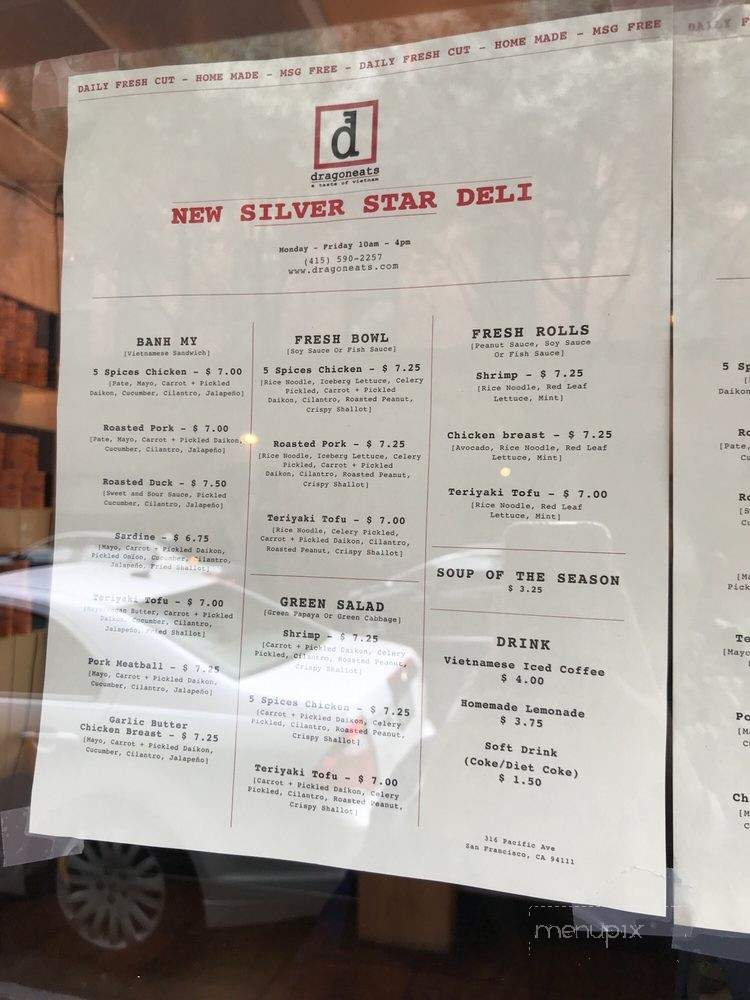 New Silver Star Deli - San Francisco, CA menu_pic