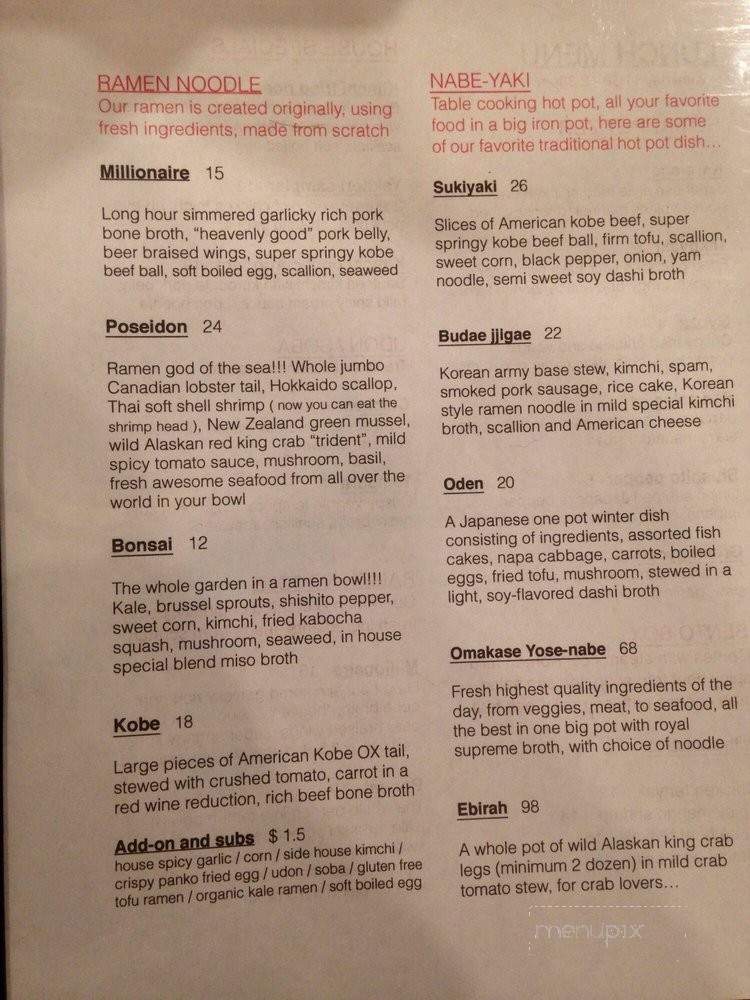 Sapporo ramen izakaya - San Francisco, CA menu_pic