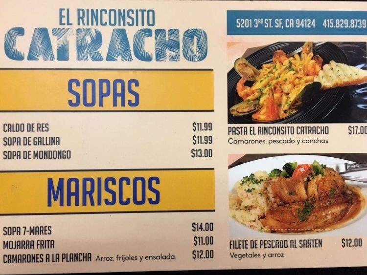 El Rinconcito Catracho - San Francisco, CA menu_pic