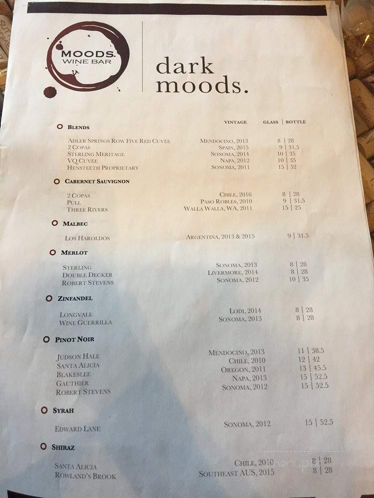 Moods Wine Bar - Palo Alto, CA menu_pic