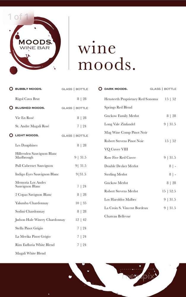 Moods Wine Bar - Palo Alto, CA menu_pic