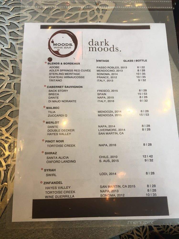 Moods Wine Bar - Palo Alto, CA menu_pic