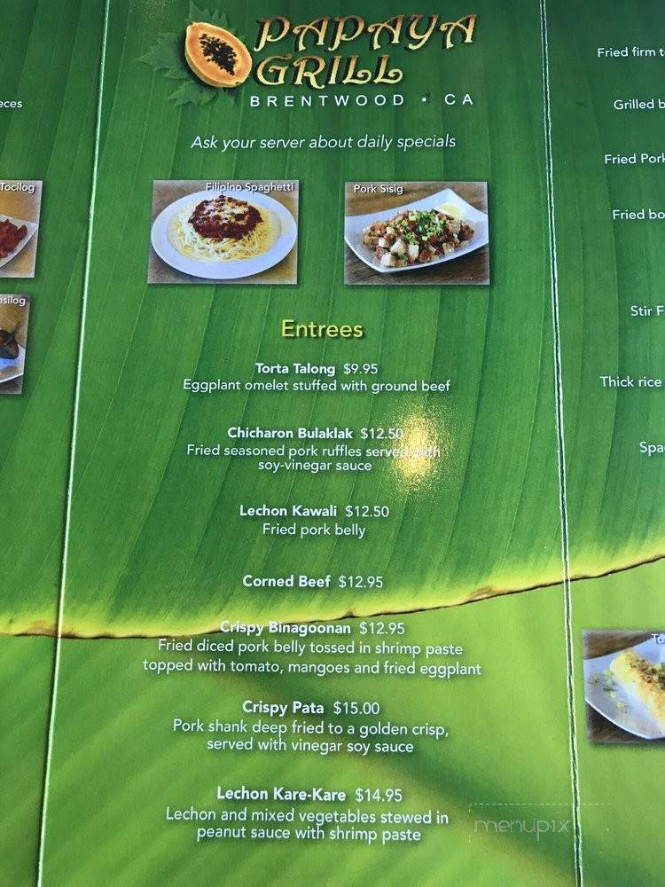 Papaya Grill - Brentwood, CA menu_pic
