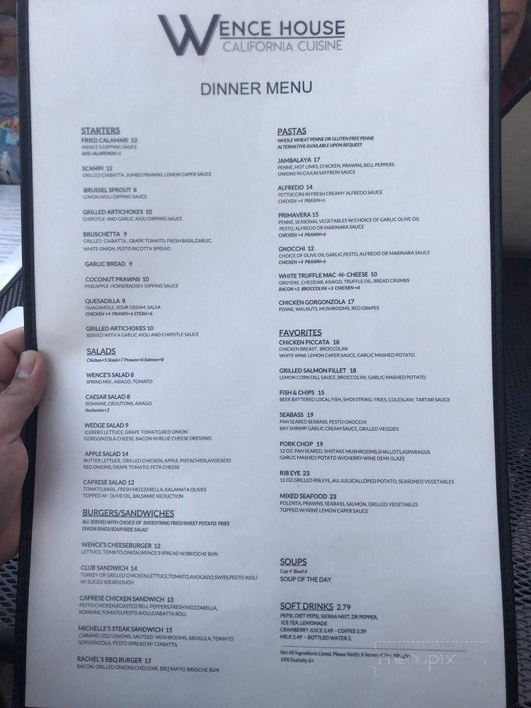 Wence House California Cuisine - Brentwood, CA menu_pic