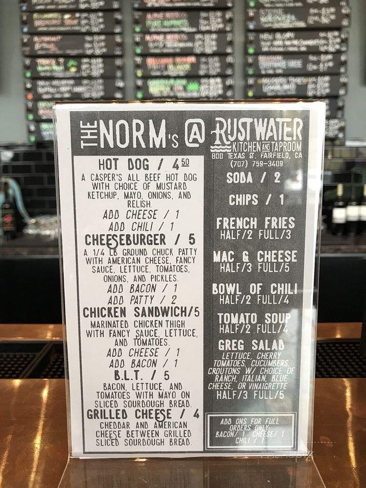 Rustwater Kitchen and Taproom - Fairfield, CA menu_pic