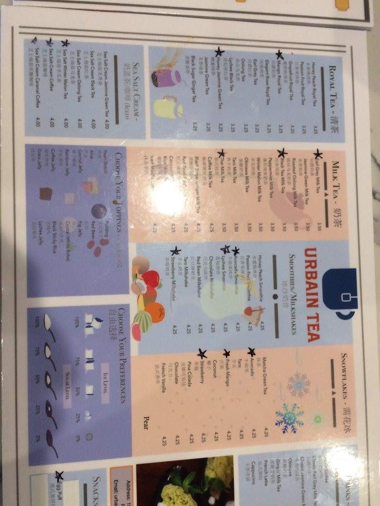Urbain Tea - Fremont, CA menu_pic
