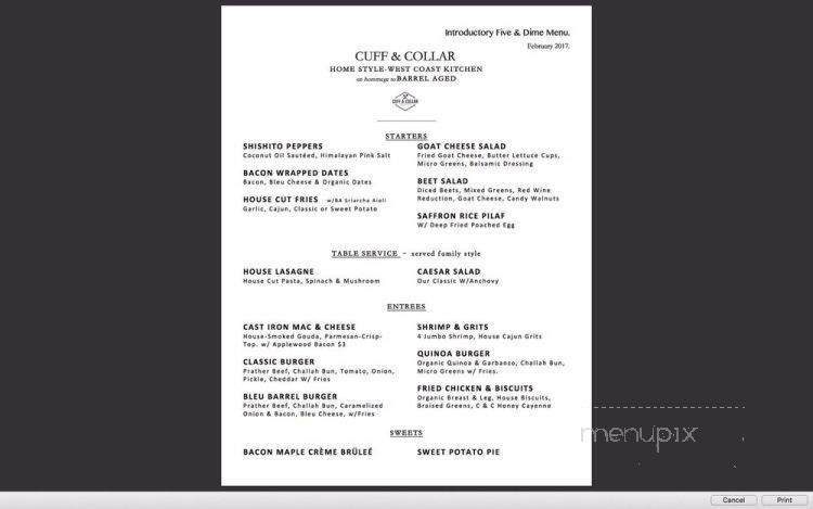 Cuff & Collar Home Kitchen - Martinez, CA menu_pic