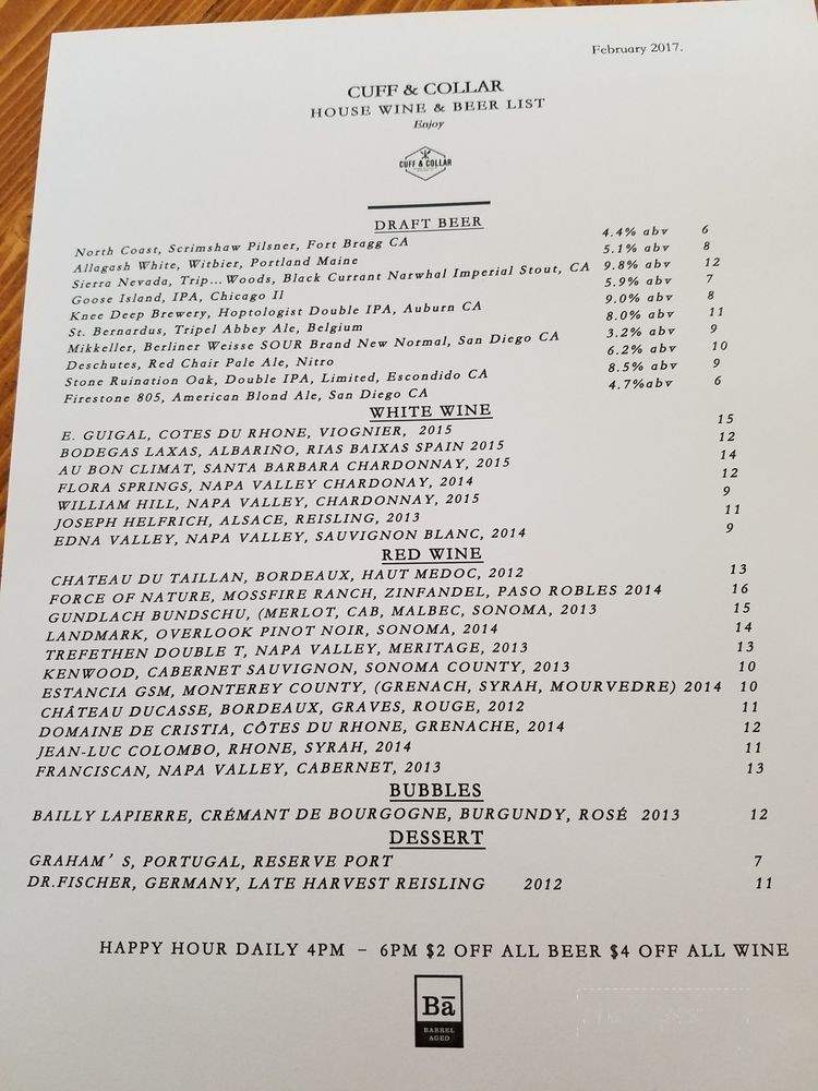 Cuff & Collar Home Kitchen - Martinez, CA menu_pic