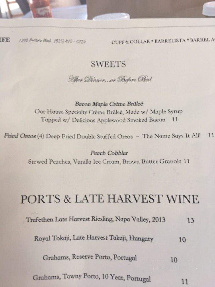 Cuff & Collar Home Kitchen - Martinez, CA menu_pic