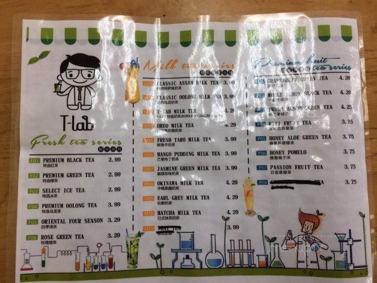 T-Lab - Fremont, CA menu_pic