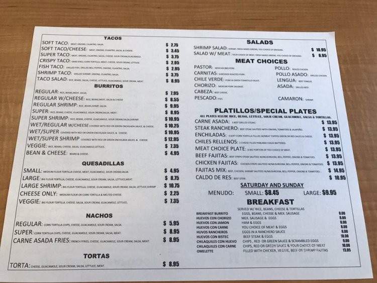 La Carreta Taqueria - San Leandro, CA menu_pic