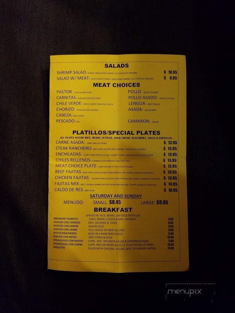 La Carreta Taqueria - San Leandro, CA menu_pic