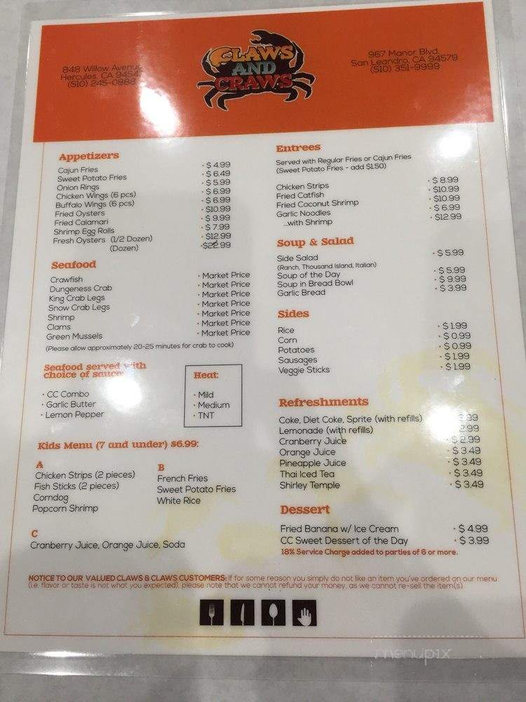 Claws And Craws - San Leandro, CA menu_pic