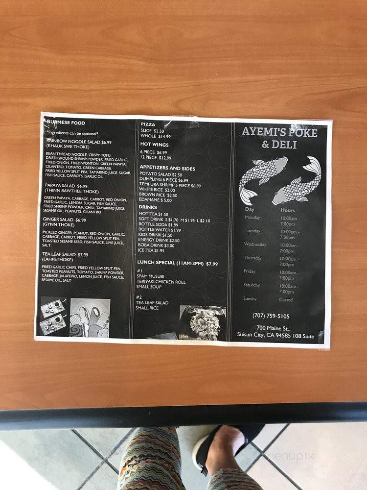 Ayemi's Poke & Deli - Suisun City, CA menu_pic