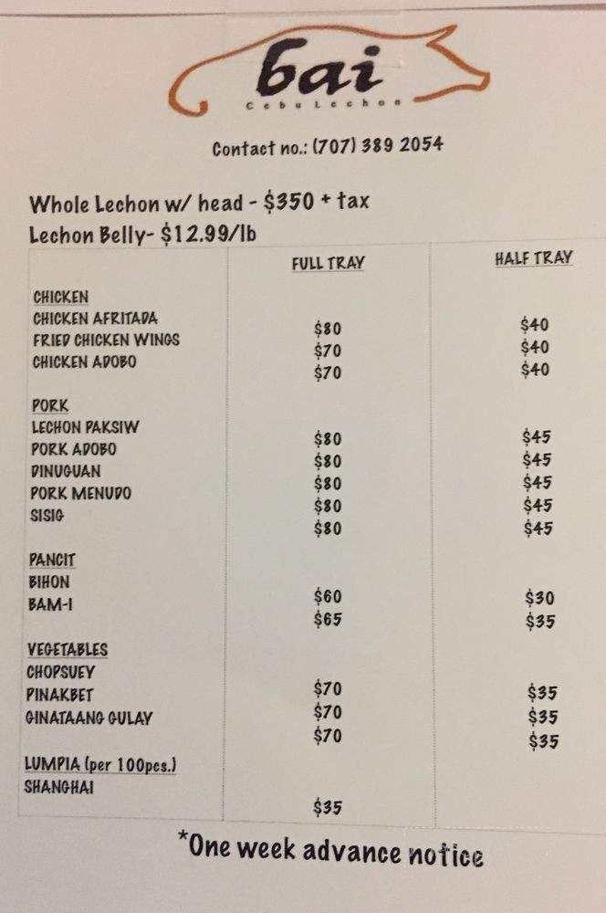 Bai Cebu Lechon - Suisun City, CA menu_pic