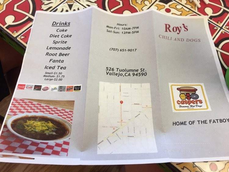 Roy's Chili & Dogs - Vallejo, CA menu_pic