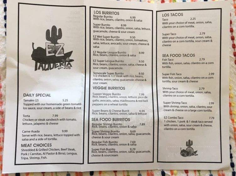 EZ Taqueria - Oakland, CA menu_pic