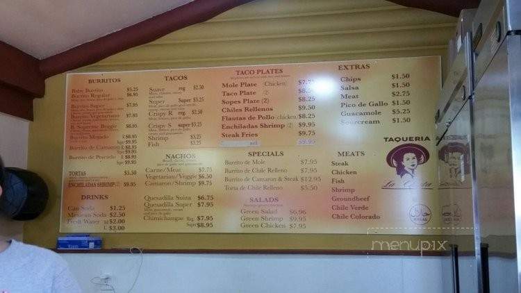 Taqueria La Chata - Oakland, CA menu_pic