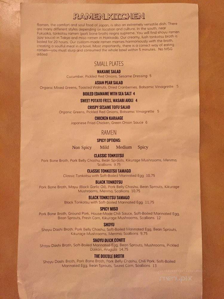Ramen Kitchen - Albany, CA menu_pic