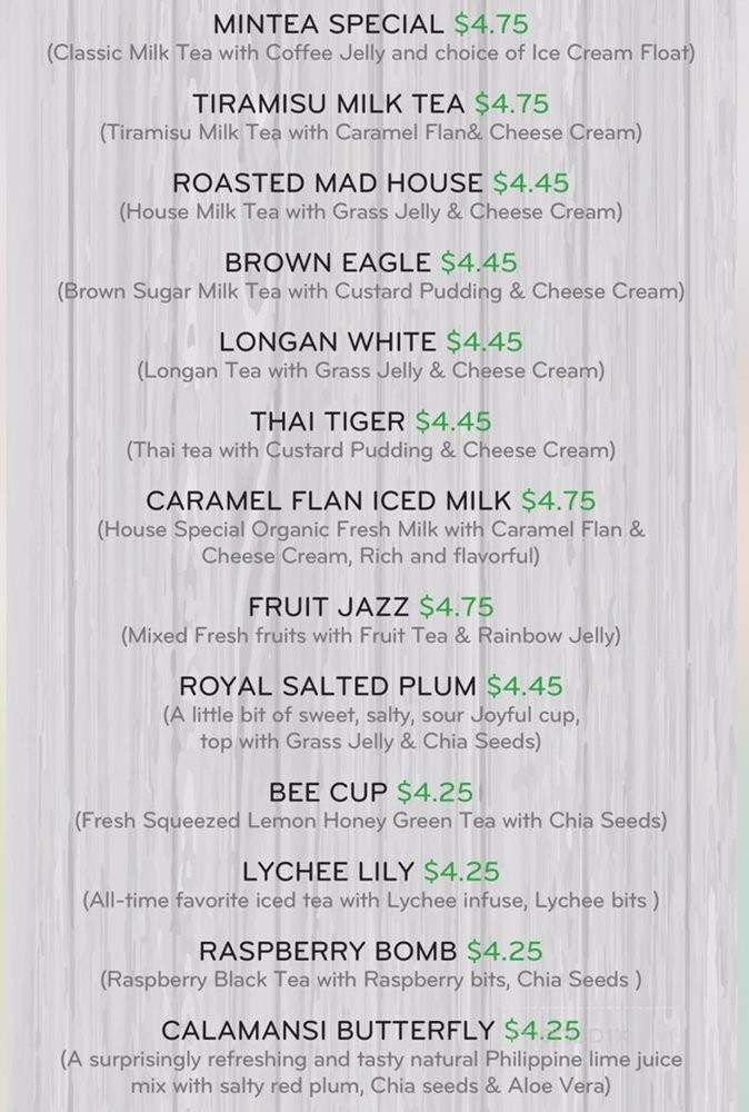 Pho Passion and Mintea - San Jose, CA menu_pic