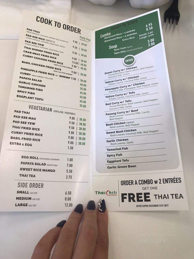 Thai Chili Express - San Jose, CA menu_pic