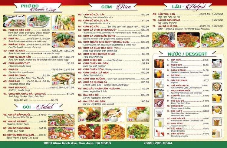 Ngoc Suong - San Jose, CA menu_pic