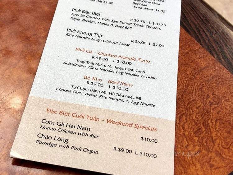 Pho Nhy - San Jose, CA menu_pic