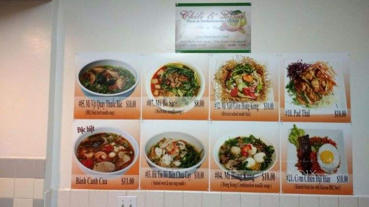 Chilli & Lime - San Jose, CA menu_pic