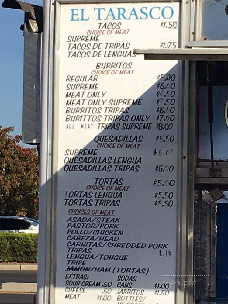 El Tarasco Taco Truck - Stockton, CA menu_pic
