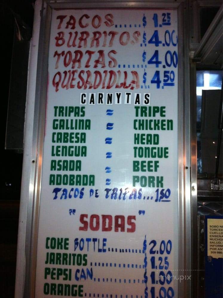 El Tarasco Taco Truck - Stockton, CA menu_pic
