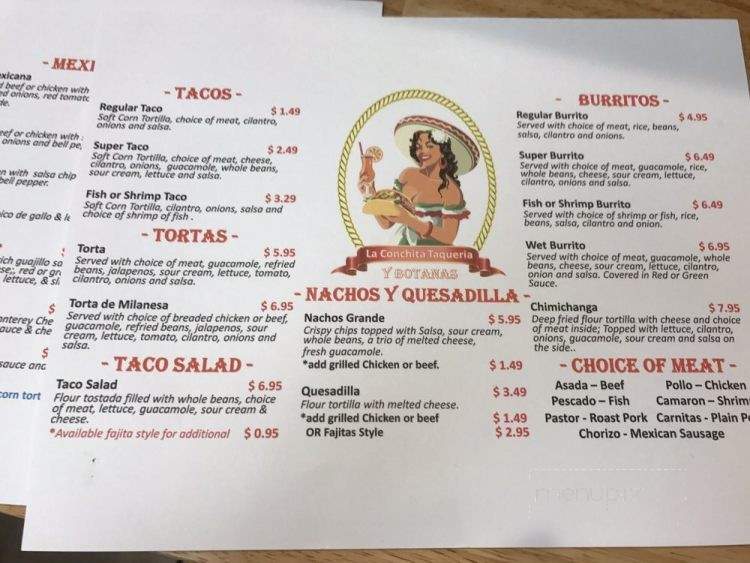La Conchita Taqueria - Escalon, CA menu_pic
