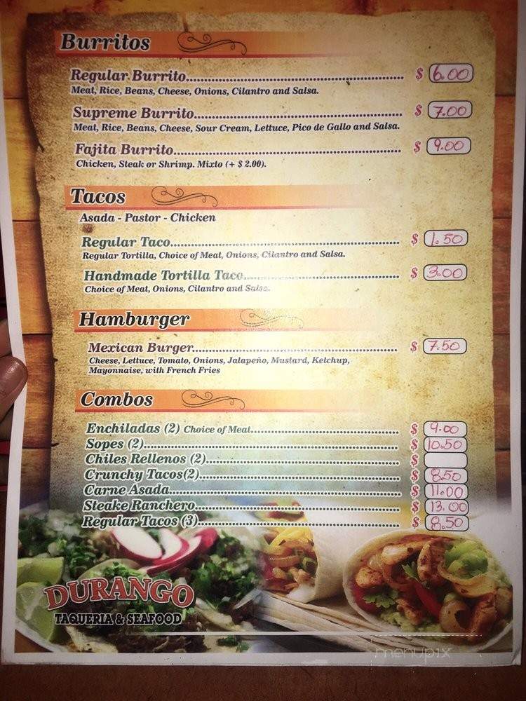Durango Taqueria & Seafood - Hughson, CA menu_pic