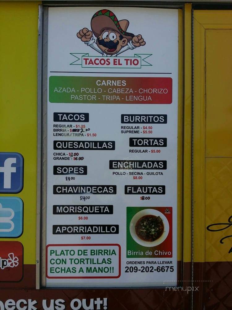 Tacos El Tio - Turlock, CA menu_pic
