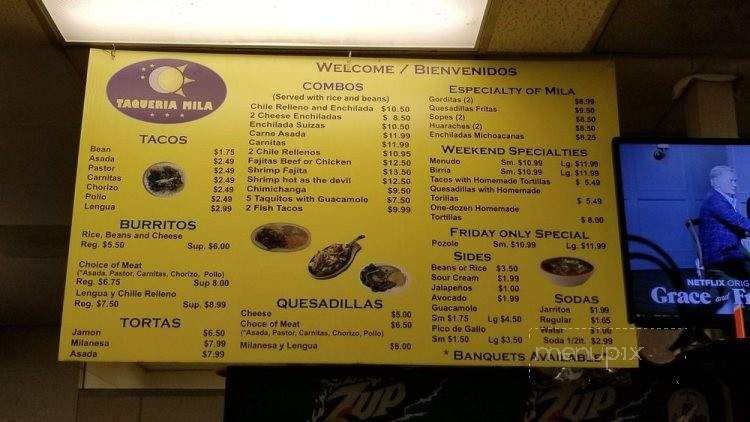 Taqueria Mila - Santa Rosa, CA menu_pic
