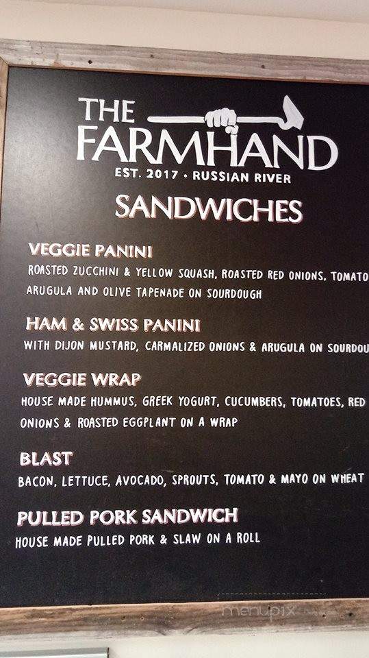 The Farmhand - Guerneville, CA menu_pic