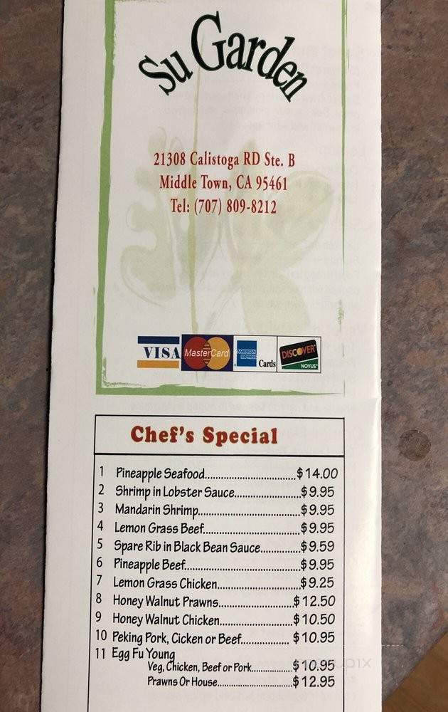 Su Garden - Middletown, CA menu_pic