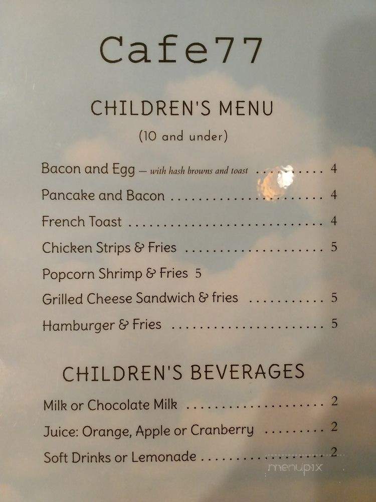 Cafe 77 - Willits, CA menu_pic