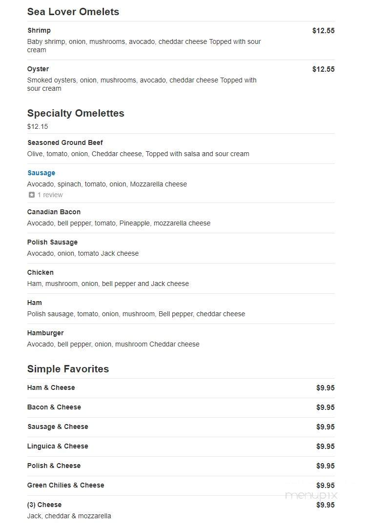The Cutten Chalet - Eureka, CA menu_pic