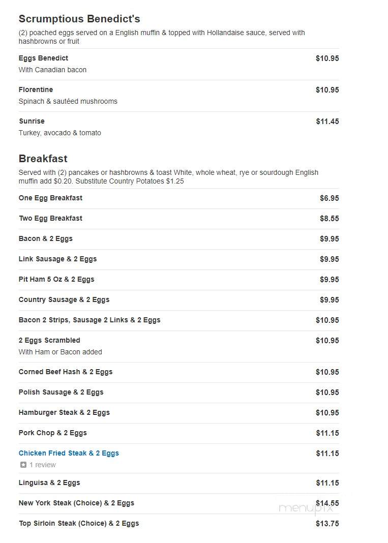 The Cutten Chalet - Eureka, CA menu_pic