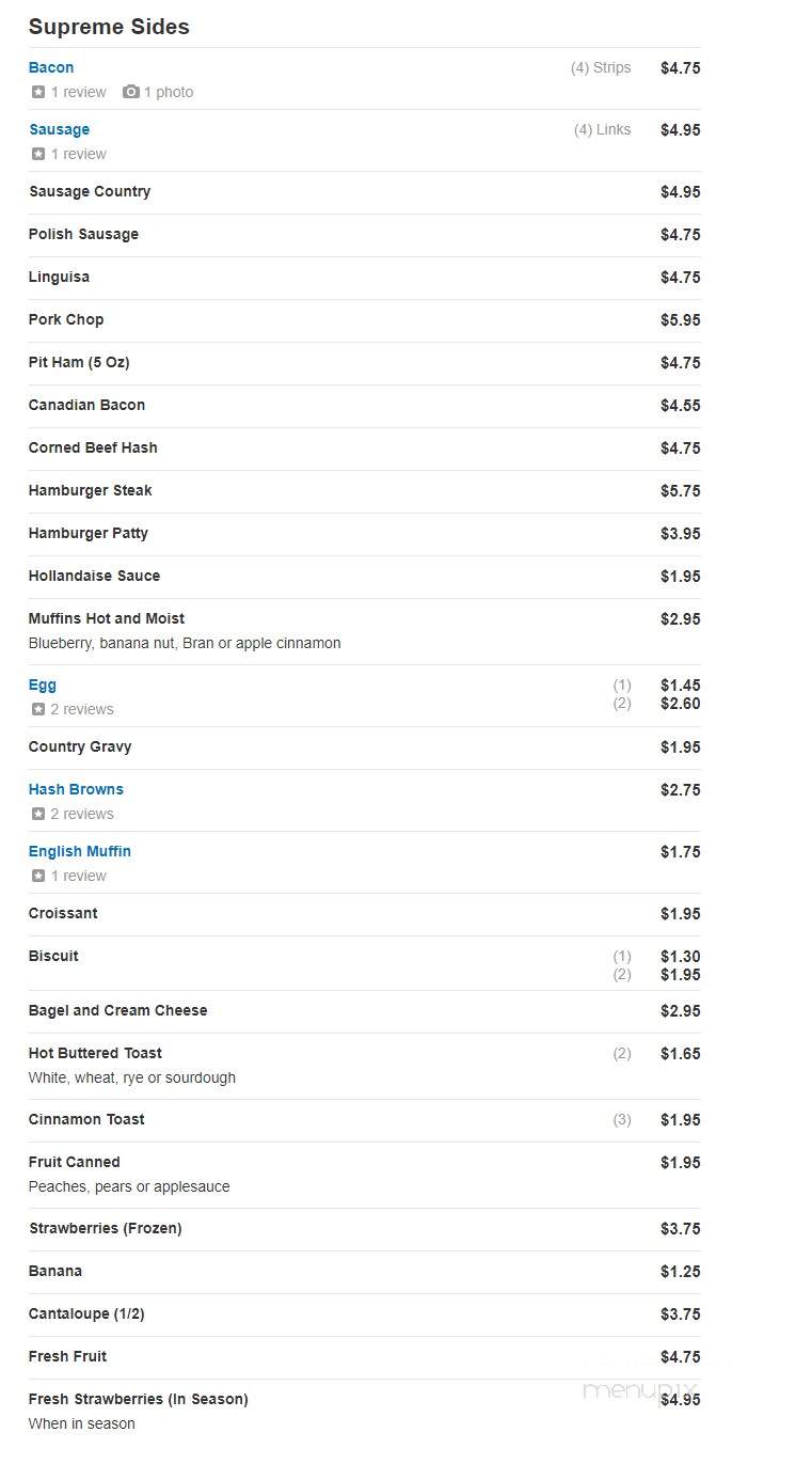 The Cutten Chalet - Eureka, CA menu_pic